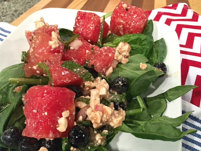 Watermelon, Feta and Blueberry Salad with Mint